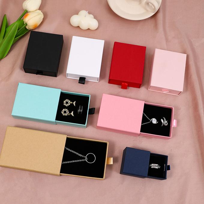 Özel Logolu Karton Çekmeceli Takı Ambalaj Kutusu Kolye Küpe Bileklik Yüzük Takı Kutusu 5